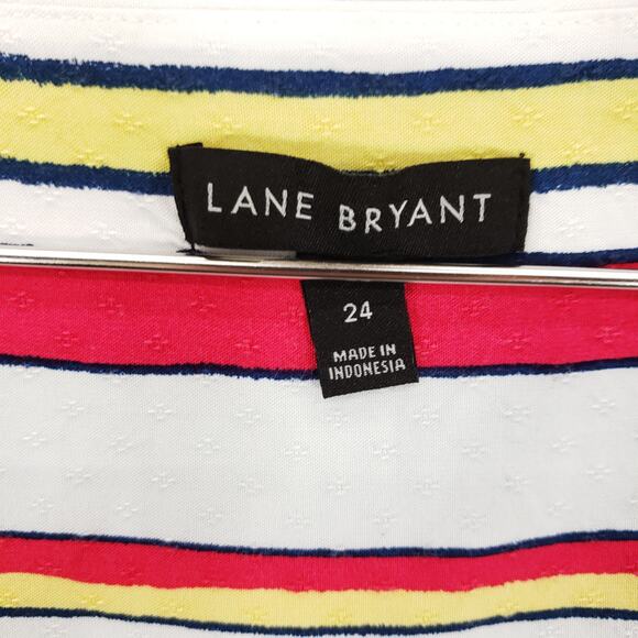 Lane Bryant Shirt Womens 24 Striped Square Neck Flutter Sleeve Jacquard Pullover - Picture 5 of 6